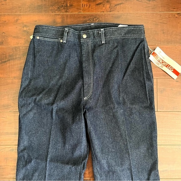 VINTAGE Pizzazz 1970s Denim Straight Leg High Rise Jeans Dark Wash Deadstock - Picture 5 of 13
